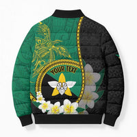 Personalised PNG Enga Provins Bomber Puffer Jacket Papua New Guinea Plumeria Melanesian Pattern - Polynesian Pride