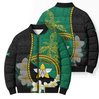 Personalised PNG Enga Provins Bomber Puffer Jacket Papua New Guinea Plumeria Melanesian Pattern - Polynesian Pride