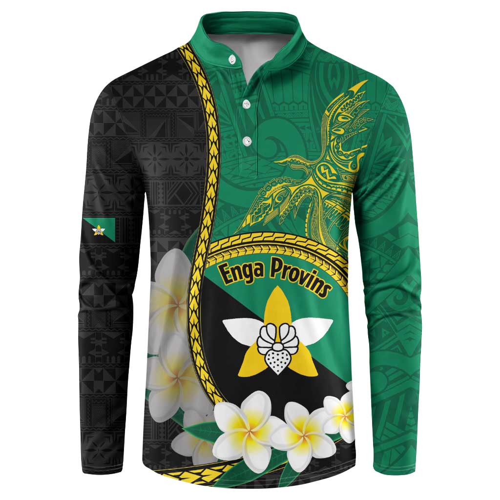 Personalised PNG Enga Provins Button Sweatshirt Papua New Guinea Plumeria Melanesian Pattern - Polynesian Pride