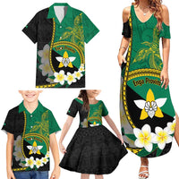 Personalised PNG Enga Provins Family Matching Summer Maxi Dress and Hawaiian Shirt Papua New Guinea Plumeria Melanesian Pattern - Polynesian Pride