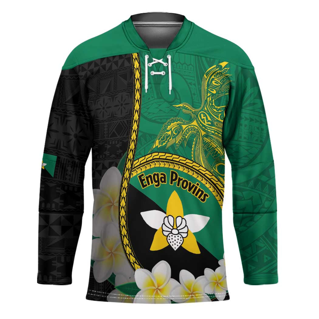 Personalised PNG Enga Provins Hockey Jersey Papua New Guinea Plumeria Melanesian Pattern LT14 Unisex Black - Polynesian Pride