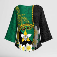 Personalised PNG Enga Provins Kimono Sleeve Blouse Papua New Guinea Plumeria Melanesian Pattern - Polynesian Pride