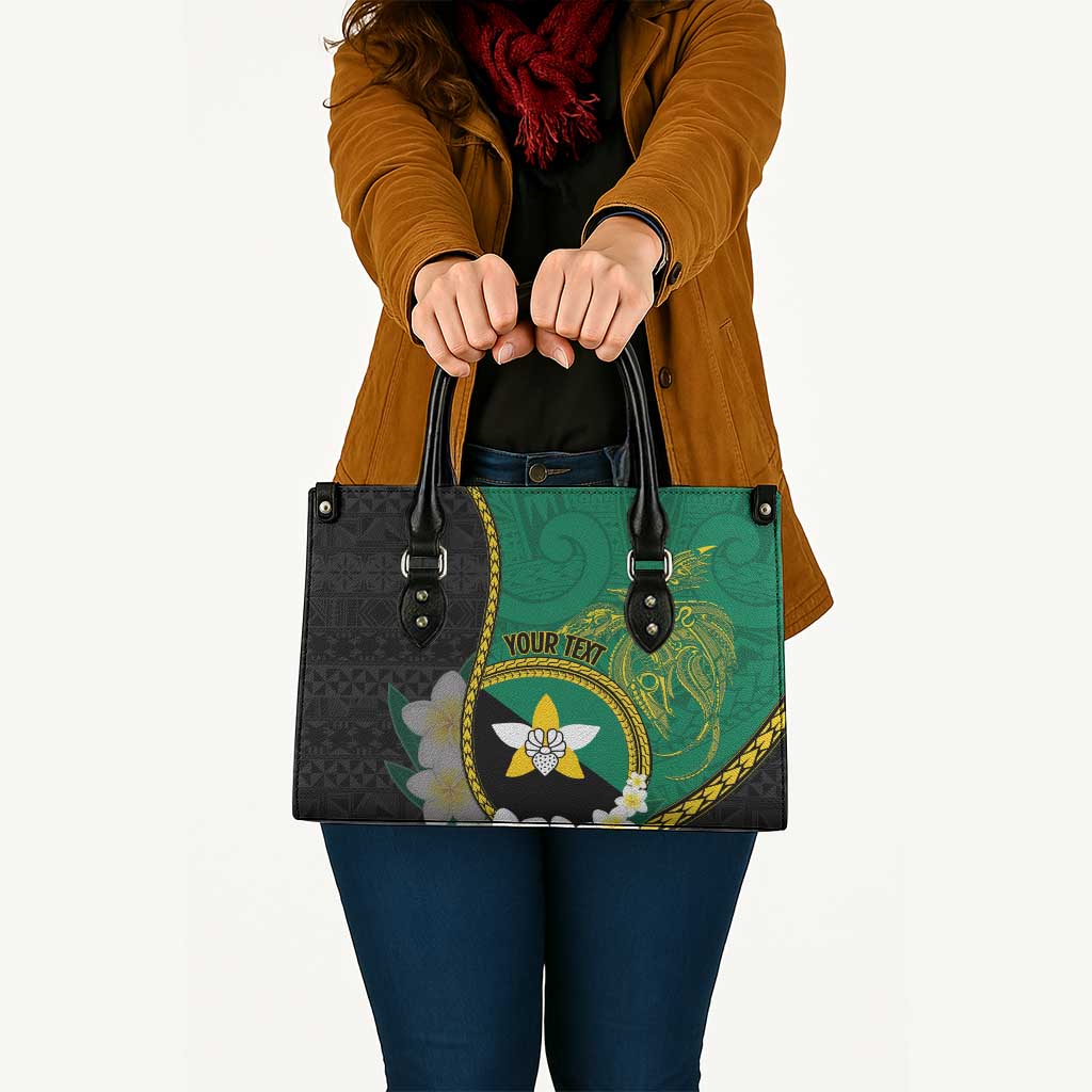 Personalised PNG Enga Provins Leather Bag Papua New Guinea Plumeria Melanesian Pattern - Polynesian Pride