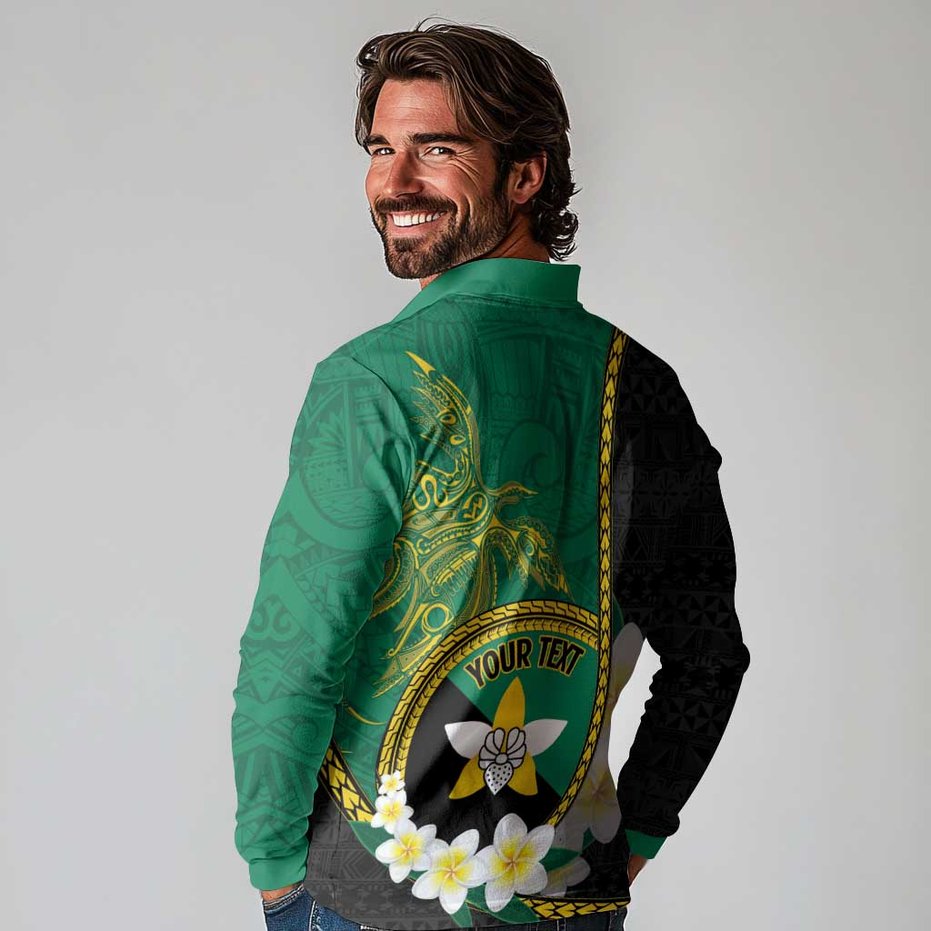 Personalised PNG Enga Provins Long Sleeve Polo Shirt Papua New Guinea Plumeria Melanesian Pattern - Polynesian Pride