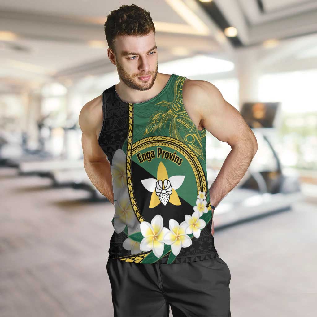 Personalised PNG Enga Provins Men Tank Top Papua New Guinea Plumeria Melanesian Pattern - Polynesian Pride