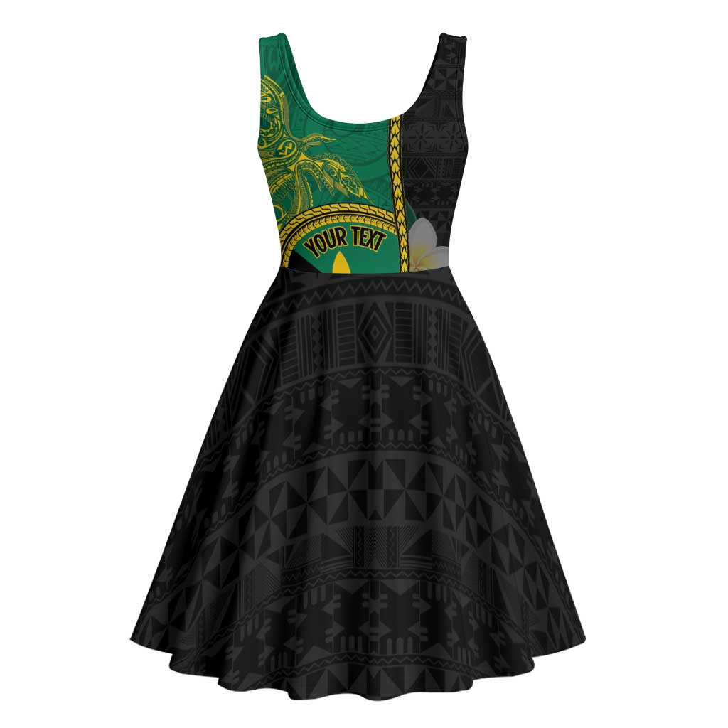 Personalised PNG Enga Provins Midi Dress Papua New Guinea Plumeria Melanesian Pattern - Polynesian Pride