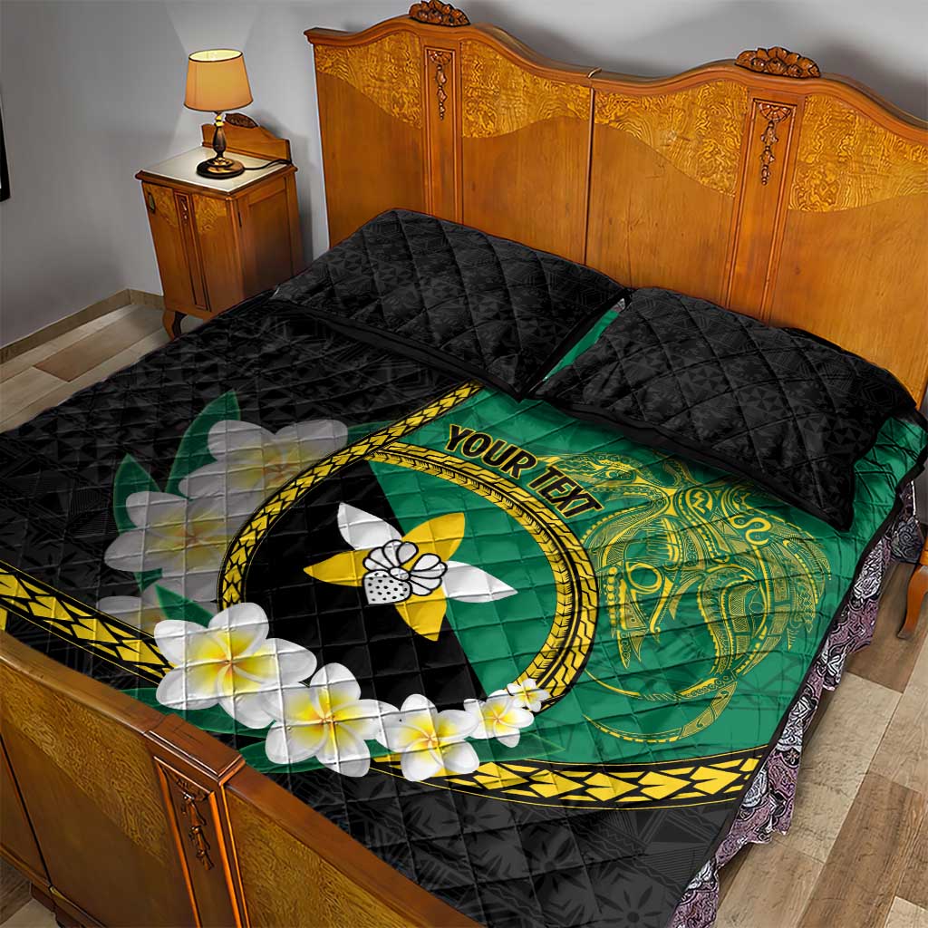 Personalised PNG Enga Provins Quilt Bed Set Papua New Guinea Plumeria Melanesian Pattern - Polynesian Pride