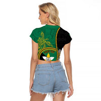 Personalised PNG Enga Provins Raglan Cropped T Shirt Papua New Guinea Plumeria Melanesian Pattern LT14 - Polynesian Pride