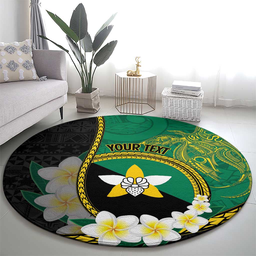 Personalised PNG Enga Provins Round Carpet Papua New Guinea Plumeria Melanesian Pattern - Polynesian Pride
