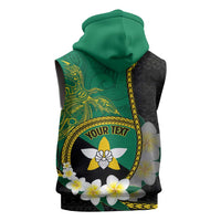 Personalised PNG Enga Provins Sleeveless Hoodie Papua New Guinea Plumeria Melanesian Pattern - Polynesian Pride
