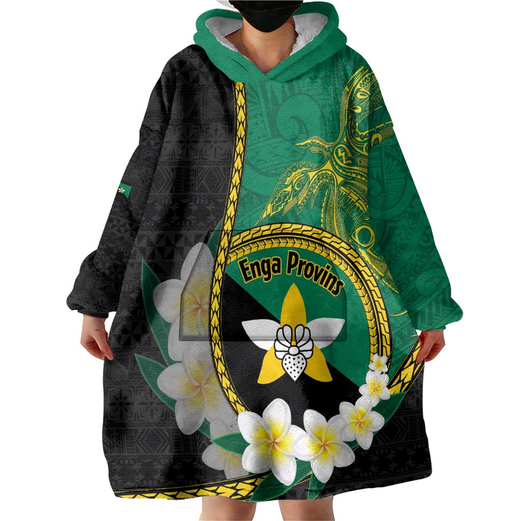 Personalised PNG Enga Provins Wearable Blanket Hoodie Papua New Guinea Plumeria Melanesian Pattern - Polynesian Pride