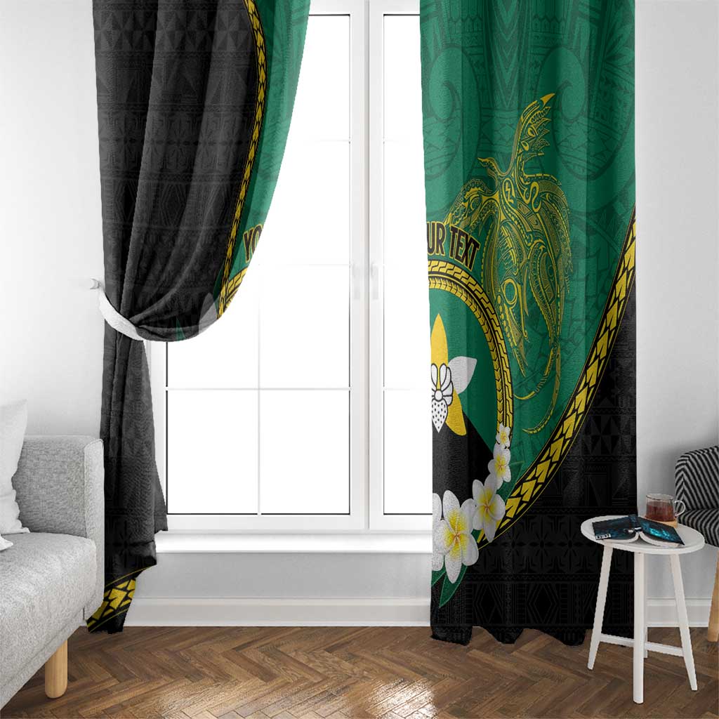 Personalised PNG Enga Provins Window Curtain Papua New Guinea Plumeria Melanesian Pattern - Polynesian Pride