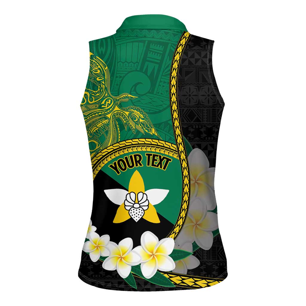 Personalised PNG Enga Provins Women Sleeveless Polo Shirt Papua New Guinea Plumeria Melanesian Pattern - Polynesian Pride