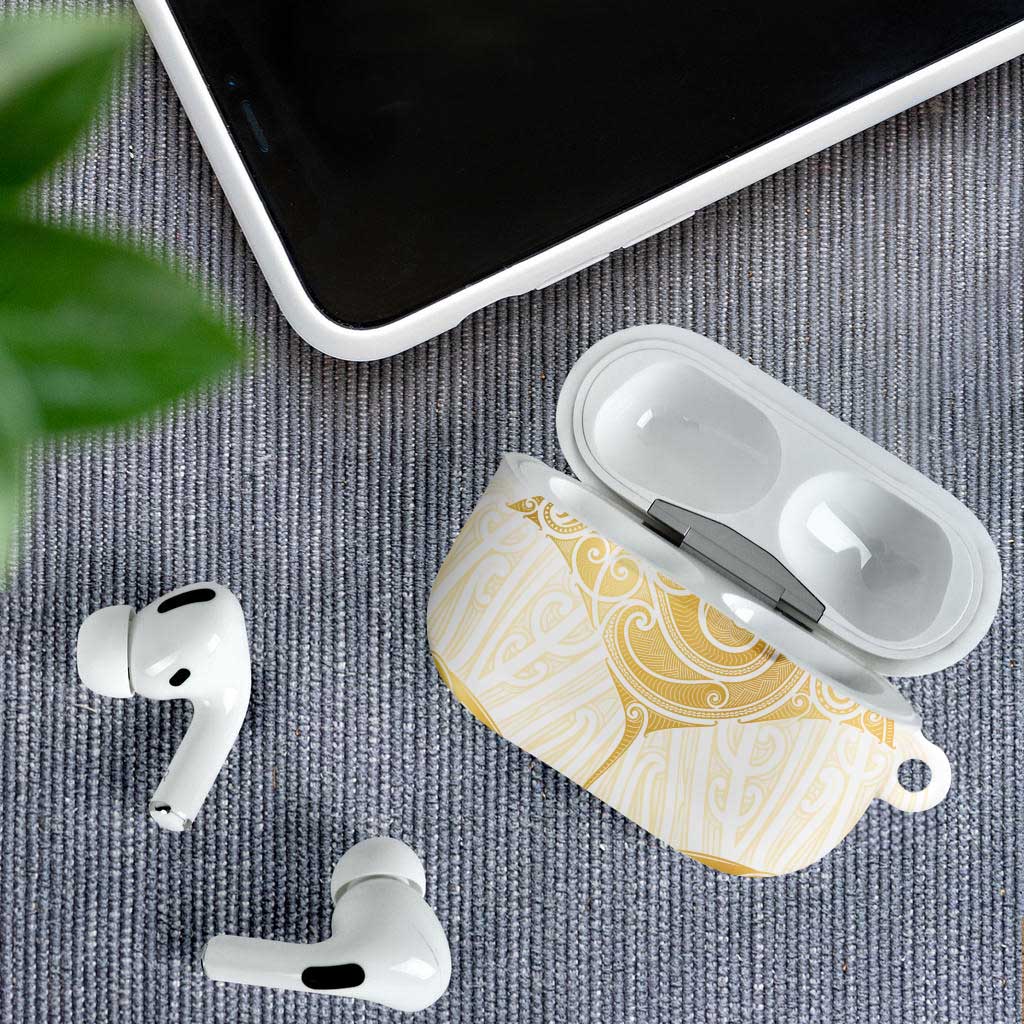 Gold White New Zealand Manta Ray AirPods Case Aotearoa Maori Haehae - Polynesian Pride