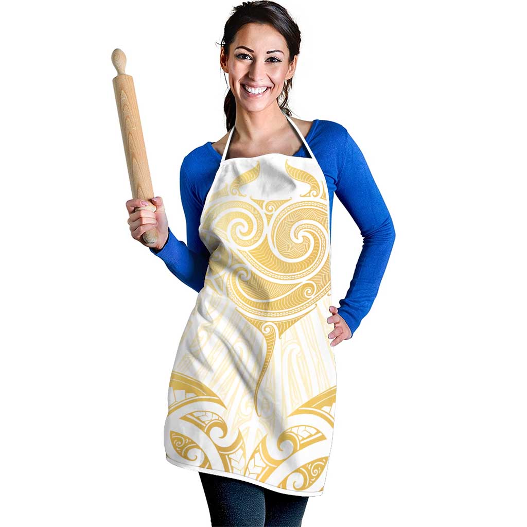Gold White New Zealand Manta Ray Apron Aotearoa Maori Haehae - Polynesian Pride