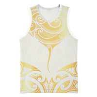 Gold White New Zealand Manta Ray Basketball Jersey Aotearoa Maori Haehae LT14 Unisex White - Polynesian Pride
