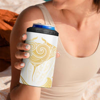 Gold White New Zealand Manta Ray 4 in 1 Can Cooler Tumbler Aotearoa Maori Haehae - Polynesian Pride