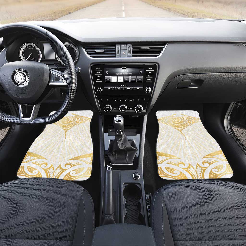 Gold White New Zealand Manta Ray Car Mats Aotearoa Maori Haehae - Polynesian Pride