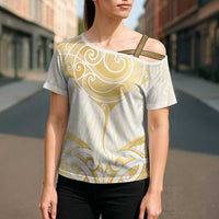Gold White New Zealand Manta Ray Cross Shoulder Shirt Aotearoa Maori Haehae LT14 - Polynesian Pride