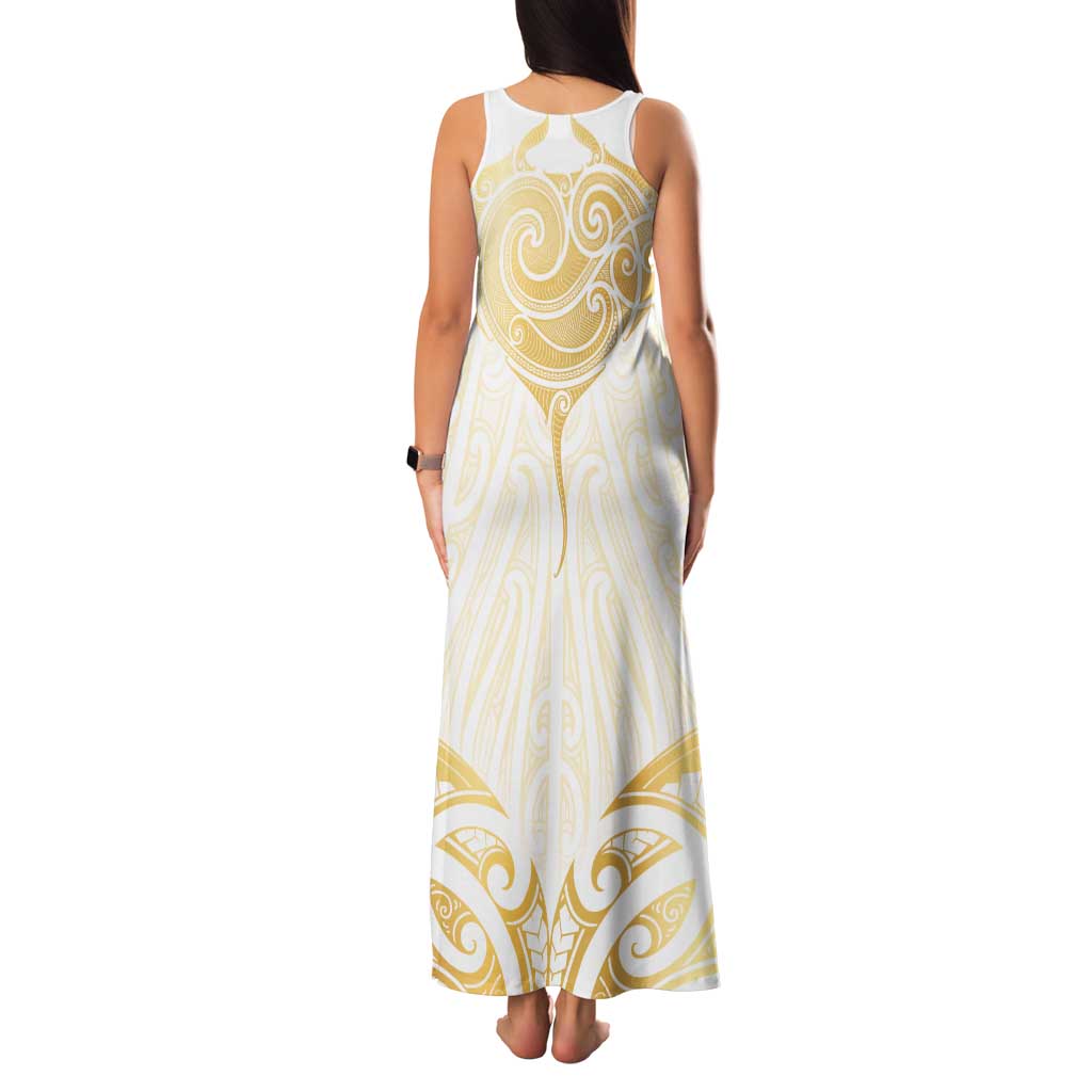 Gold White New Zealand Manta Ray Family Matching Tank Maxi Dress and Hawaiian Shirt Aotearoa Maori Haehae - Polynesian Pride