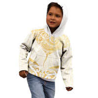 Gold White New Zealand Manta Ray Kid Hoodie Aotearoa Maori Haehae - Polynesian Pride