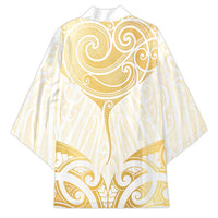 Gold White New Zealand Manta Ray Kimono Aotearoa Maori Haehae LT14 - Polynesian Pride