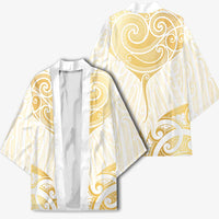 Gold White New Zealand Manta Ray Kimono Aotearoa Maori Haehae LT14 - Polynesian Pride