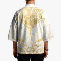 Gold White New Zealand Manta Ray Kimono Aotearoa Maori Haehae LT14 - Polynesian Pride
