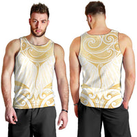 Gold White New Zealand Manta Ray Men Tank Top Aotearoa Maori Haehae - Polynesian Pride