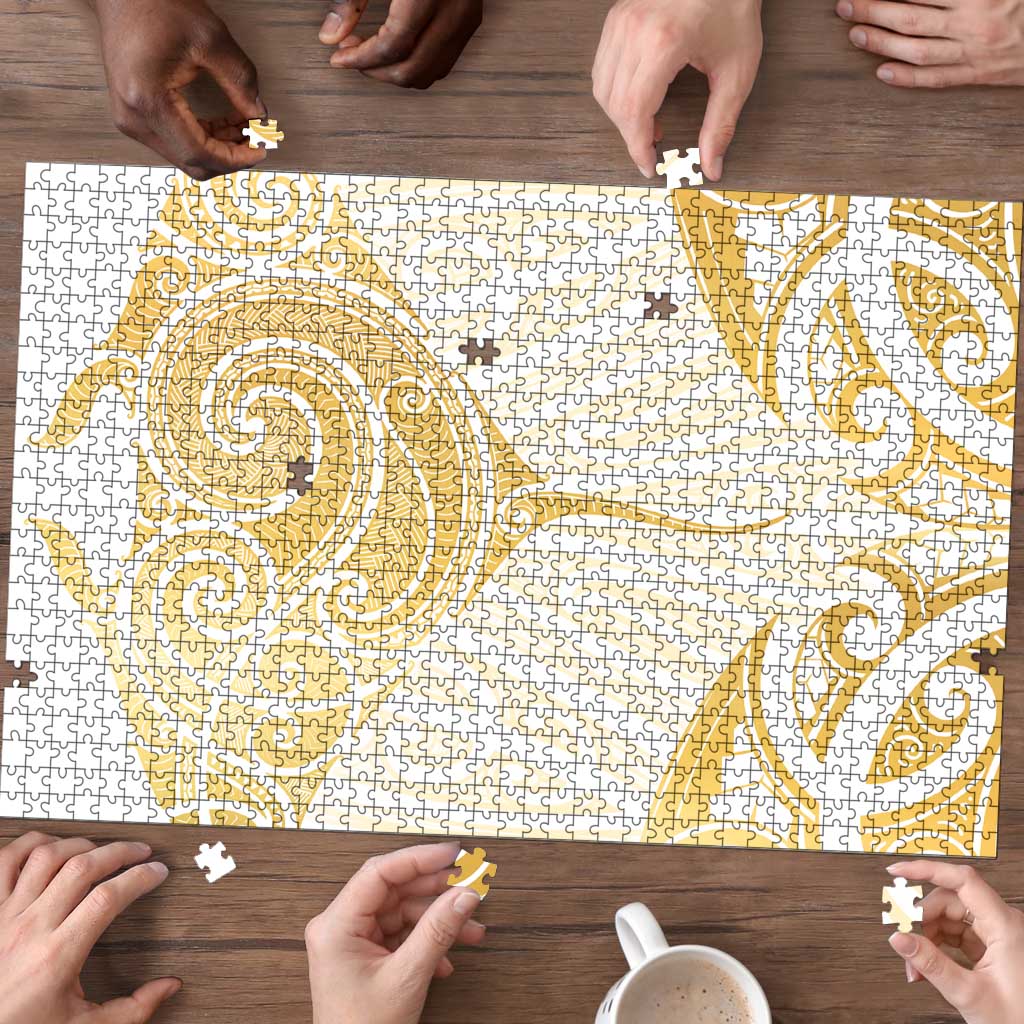 Gold White New Zealand Manta Ray Puzzle Aotearoa Maori Haehae LT14 - Polynesian Pride