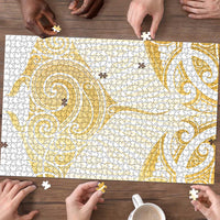 Gold White New Zealand Manta Ray Puzzle Aotearoa Maori Haehae LT14 - Polynesian Pride