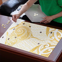 Gold White New Zealand Manta Ray Puzzle Aotearoa Maori Haehae LT14 - Polynesian Pride