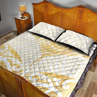 Gold White New Zealand Manta Ray Quilt Bed Set Aotearoa Maori Haehae - Polynesian Pride