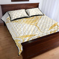 Gold White New Zealand Manta Ray Quilt Bed Set Aotearoa Maori Haehae - Polynesian Pride