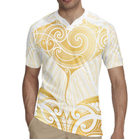 Gold White New Zealand Manta Ray Rugby Jersey Aotearoa Maori Haehae - Polynesian Pride