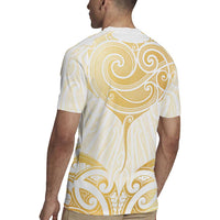 Gold White New Zealand Manta Ray Rugby Jersey Aotearoa Maori Haehae - Polynesian Pride