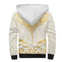 Gold White New Zealand Manta Ray Sherpa Hoodie Aotearoa Maori Haehae LT14 - Polynesian Pride