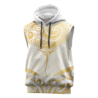 Gold White New Zealand Manta Ray Sleeveless Hoodie Aotearoa Maori Haehae LT14 White - Polynesian Pride