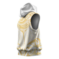 Gold White New Zealand Manta Ray Sleeveless Hoodie Aotearoa Maori Haehae LT14 - Polynesian Pride