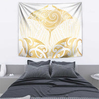 Gold White New Zealand Manta Ray Tapestry Aotearoa Maori Haehae - Polynesian Pride