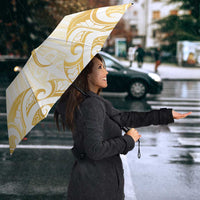 Gold White New Zealand Manta Ray Umbrella Aotearoa Maori Haehae - Polynesian Pride