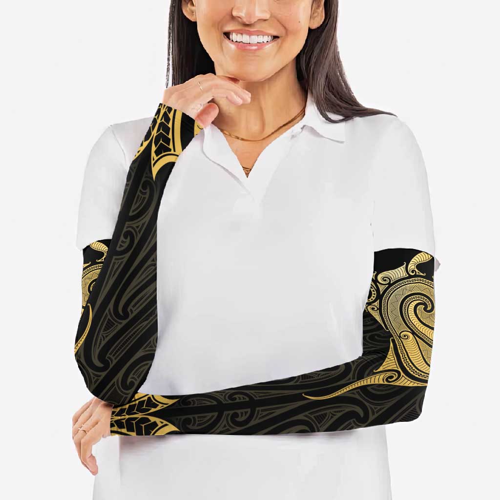Gold Black New Zealand Manta Ray Arm Sleeves Aotearoa Maori Haehae - Polynesian Pride