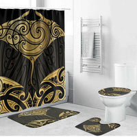 Gold Black New Zealand Manta Ray Bathroom Set Aotearoa Maori Haehae - Polynesian Pride