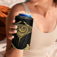 Gold Black New Zealand Manta Ray 4 in 1 Can Cooler Tumbler Aotearoa Maori Haehae - Polynesian Pride