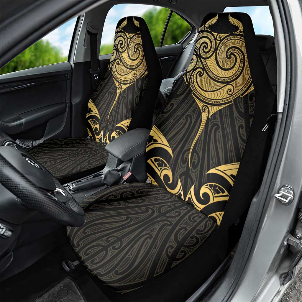 Gold Black New Zealand Manta Ray Car Seat Cover Aotearoa Maori Haehae - Polynesian Pride