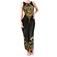 Gold Black New Zealand Manta Ray Family Matching Tank Maxi Dress and Hawaiian Shirt Aotearoa Maori Haehae - Polynesian Pride