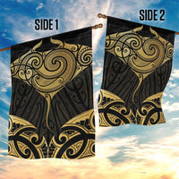 Gold Black New Zealand Manta Ray Garden Flag Aotearoa Maori Haehae - Polynesian Pride
