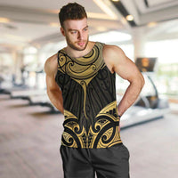 Gold Black New Zealand Manta Ray Men Tank Top Aotearoa Maori Haehae - Polynesian Pride