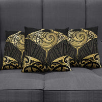 Gold Black New Zealand Manta Ray Pillow Cover Aotearoa Maori Haehae - Polynesian Pride