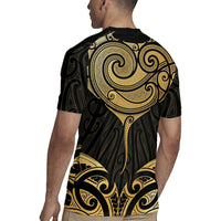 Gold Black New Zealand Manta Ray Rugby Jersey Aotearoa Maori Haehae - Polynesian Pride